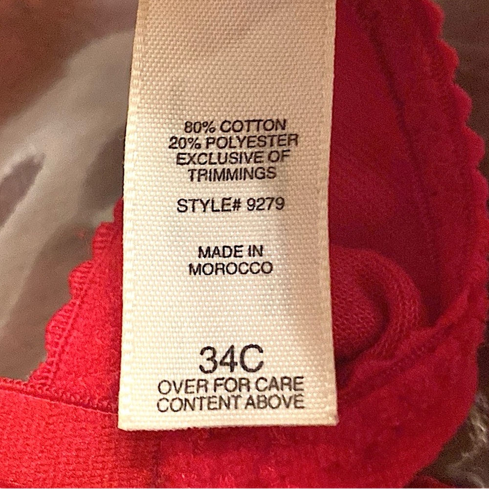 Victoria’s Secret Country Vintage 1990s Red Black Rose Trim Velour Bra Size 34C - Picture 11 of 12
